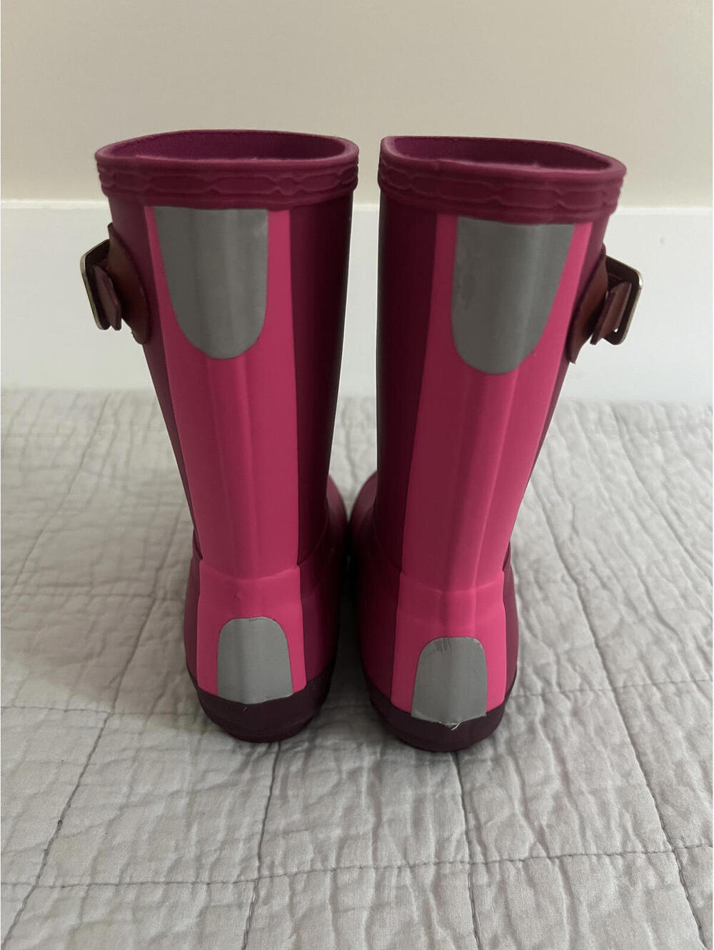 Hunter Big Kids Two Tone Original Rain Boots, Mauve/Purple/Pink - Picture 5 of 8